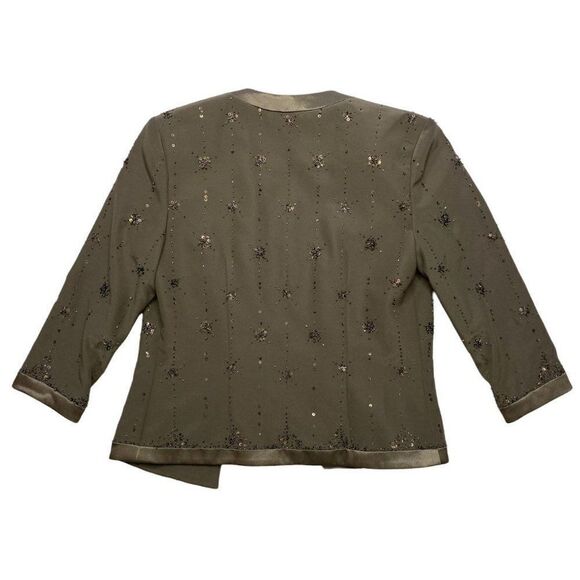 ALFRED ANGELO 2Pc Green Brown Beaded Jacket & Dress Sz 8 Formal MOB NEW - Picture 4 of 12